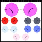 Funky Spider Web Octagon Rimless Gothic Halloween Party Sunglasses