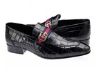 Handmade Men Black Crocodile Moccasin  Leather Dress Loafer Shoes Men  Formal