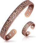 Vintage Flower Adjustable Magnetic Bracelet - 100  Pure Copper For Comfort