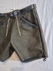 Vintage German Leather Lederhosen Breeches Green Black Octoberfest 