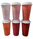 Starbucks 2019 Winter Holiday Christmas Reusable Hot 6 Cups W  Lids New In Box 