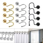 Portable Shower Curtain Hook Efficient Smooth Moving Metal Rings For Curtains