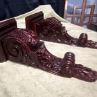 Antique Wood Corbels Pair With Mirrors Dark Red Ornate Wall Decor