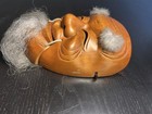 Vintage Japanese Noh Theater Mask Handmade Wood Carving Okina Happy Old Man Folk
