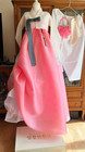 Slim Fit Traditional Korean Premium Silk Hanbok Dress   ivory And Pink Set Norigae