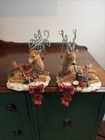 Vtg K   s Collection Reindeer Sticking Holders Set Of 4 Heavy 7    Wide X 8    Tall