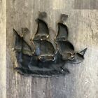 Brass Sailing Ship Vintage Wall Art 15 X14 Inches Nautical Boat Ocean Lake Sea