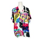 Jams World Daiquiri Print Rayon Hawaiian Shirt 2xl Rave Mod Vintage New Wave