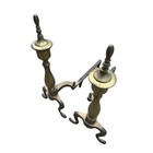 Vintage Solid Brass Fireplace Andirons Pair Urn Finial Colonial Style Hearth