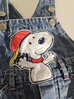 Vtg Baby Snoopy Peanuts Denim  Shortalls Overalls Size 3 6 Months Embroidered 