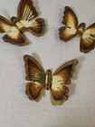 Vintage Homco Butterfies Brass Hanging Mcm Wall Art Copper Brass Decor Lot Of 3