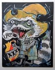 Racoon Americana Animal Painting Thayer Folk Art Outsider 8x10 Signed Canvas