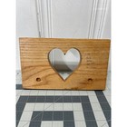 Vtg Handmade Wood Wall Rack Brown Heart Cutout 2-peg Rustic Oak 1992 Cottagecore
