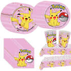 Pink Pokemon Birthday Party Decoration Disposable Tableware Set Tablecloth Paper