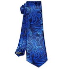 Mens Blue Paisley Tie Pocket Square Cufflinks Clip Set Silk Woven Necktie Wit   