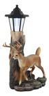 Rustic Forest Emperor 12 Point Buck Deer Statue With Solar Powered Lantern Led
