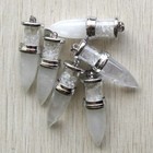 10pcs Natural White Crystal Stone Bullet Pendulum Pendants Diy Jewelry Making