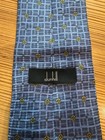 Dunhill Men   s Silk Tie Blue Geometric Medallion Pattern Classic 59    Necktie