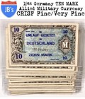 1944 Wwii Allied Military Currency Germany 10 Mark Note World War Ii  f vf 