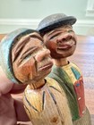 Vintage Anri Mechanical Wine Bottle Stopper Cork Couple Necks Hand Carved Wooden