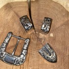 Comstock Heritage Vintage Sterling Silver Carved Filigree Belt Buckle Set  