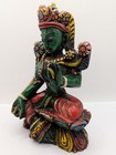 Green Tara Bodhisattva Tibetan Buddhist Wooden Statue Hand Carved   Painted 6 2 