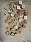 Lot Of 39 Vintage Wood   Plastic Spools Sewing With Thread
