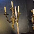 Ornate French Louis Xv Rococo Brass bronze Candelabra Wall Sconces 3 Arm 19 X12