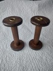 Antique Wooden Textile Thread Spool Bobbin Spindle Reel Set Of 2
