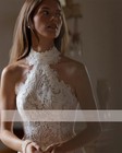 Mermaid Wedding Dress Backless Zipper Halter Neck Sleeveless Lace Bridal Gowns