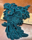 Applique Embroidered Beads Sequins Soutache 4x5  Flowers Teal 1pc