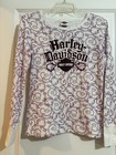 Harley Davidson Cycles Langhorne Pa Women s Waffle Shirt White Purple Medium Usa