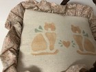 Vintage Wicker Basket Sewing Basket Decorative Cats Floral 10       X 4      