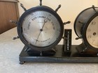 Vintage Waterbury Hand Wind Up Nautical Ships Wheel Barometer   Bulkhead Clock