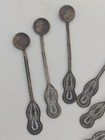 Set Of 6 Antique Middle Eastern Filigree Coin Bowl 925 Silver Spoons