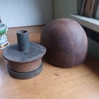 Antique Wood Hat Mold With Iron Base Stand For Making Leather Hats
