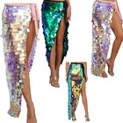 Women s Belly Dance Shiny Sequin Triangle Hip Scarf Irregular Hem Wrap Skirts