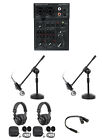 Rockville 2-person Podcast Podcasting Recording Kit Mics boom Stands headphones
