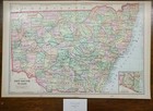 Vintage 1900 New South Wales Map 22 x14  Old Antique Original Sydney Newcastle 