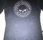 Harley Davidson Shirt Women Black Motorcycle Long Sleeve Big Skull Small Yng Oh