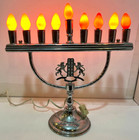 Vntg Shiny Silver Electric Hanukkah Menorah Jewish Star Of David Judaism Judaica