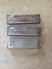 3 Hohner Harmonica 2 Blues Band 1 Golden Melody Stainless Steel  used-working 