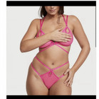 Nwt Victoria s Secret Very Sexy Fishnet Mesh Unlined Strappy Teddy Pink Open Cup