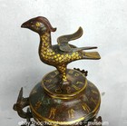 48 8  Old Chinese Warring Bronze Ware Gilt Bird Dragon Beast Zun Statue Pair