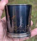 Very Rare - Shobei jomi Eisuke Antique Japanese Silver   Mixed Metal Brush Pot