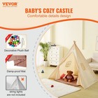 Beige Kids Teepee Tent 1-5 Yrs Windows Mat Balls Indoor Outdoor Boys Girls