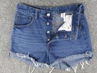  denim Shorts Womens 8 Blue Cut Off High Waist 100  Cotton Medium Wash Denim