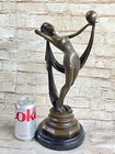 Signed Milo  Bronze Statue Art Nouveau Art Deco Dancer W ball Sculpture    balance