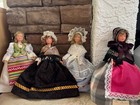 Lot Of 4 Vintage 1960s European Costume Dolls     Lace Dresses   Hats