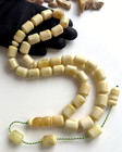 White Natural Baltic Amber 95g  Islamic Prayer Rosary Barrel 33 Beads Tasbih